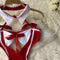 Christmas Costume Fur Patchwork Red Dress