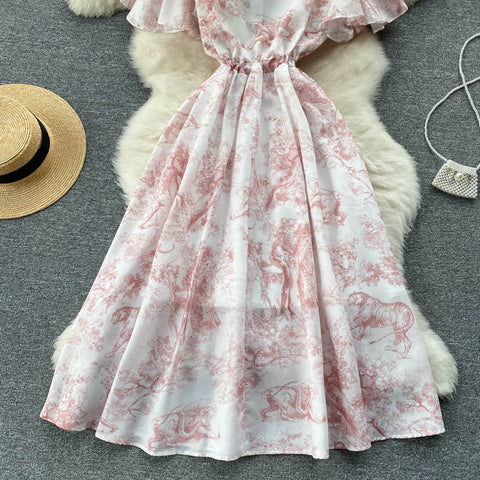Floral Printed Lined Cotton Dress