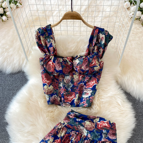 Floral Skirt Two-Piece Short Jacket