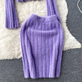 Solid Color Knitted 2Pcs Set