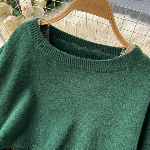 Cardigan&Rhombus Slip Dress Knitted 2Pcs
