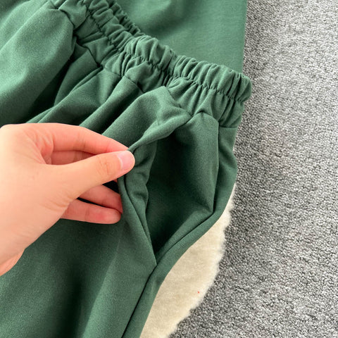 Printed Sweatshirt&Drawstring Sports Trousers