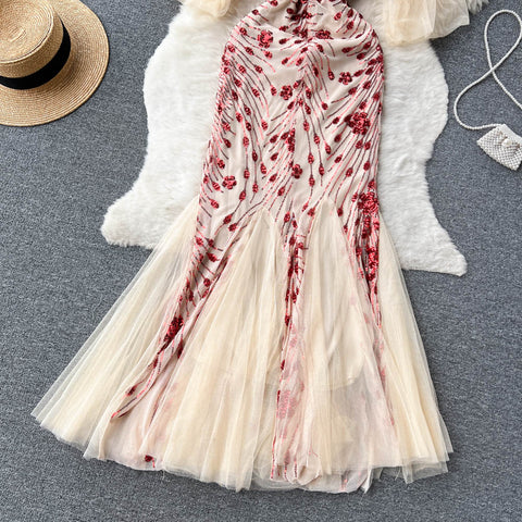 High-end Patchwork Sequin Fishtail Dress