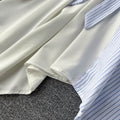 Colorblock Striped Lapel Tie Waist Shirt