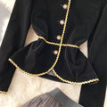 High-end Velvet Blouse&Pleated Skirt