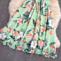 Waist-slimming V-neck Floral Chiffon Dress