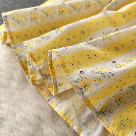 Elastic Waist Patchwork Floral Skirt