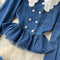 Doll Collar Jacket&Skirt Denim 2Pcs Set