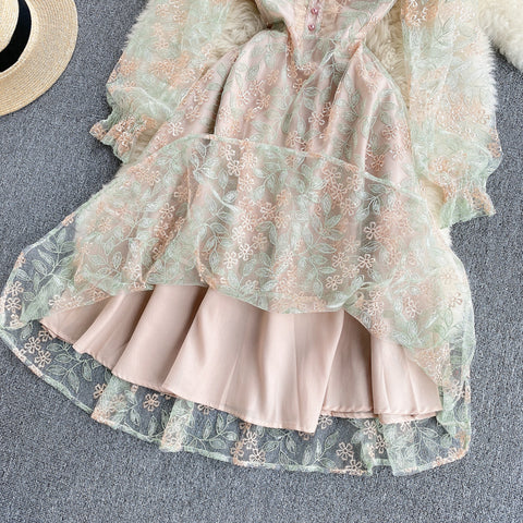 Slim-fit Embroidered Lace Dress