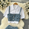 Japanese Style Shirt&Camisole&Skirt 3Pcs