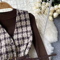 Vintage Turtleneck Sweater&Houndstooth Dress