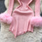 Furry Sleeve Patchwork Asymmetry Dress