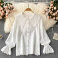 Lace Stand Collar Loose Top