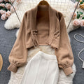 Knitted Shawl Cardigan&Fishtail Skirt 2Pcs