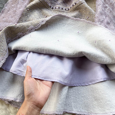 Beaded Embroidered Mesh Bow Dress