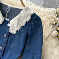 Doll Collar Jacket&Skirt Denim 2Pcs Set