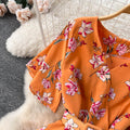 Korean Style Floral Print Chiffon Dress