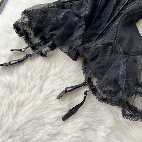 Black Lace Patchwork Halter Dress