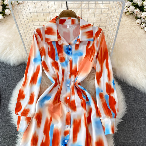 Tie-dye Oil Painting Print Dress