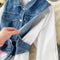 Polo Collar Denim Fake 2PCS Shirt