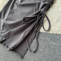 Cardigan Outwear&Drawstring Slip Dress 2Pcs Set