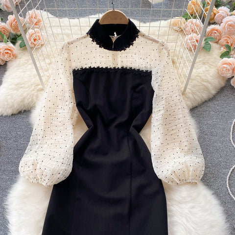 Waist-Slimming Patchwork Dress