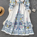 Ethnic Style High-waist Lapeled Maxi Dress