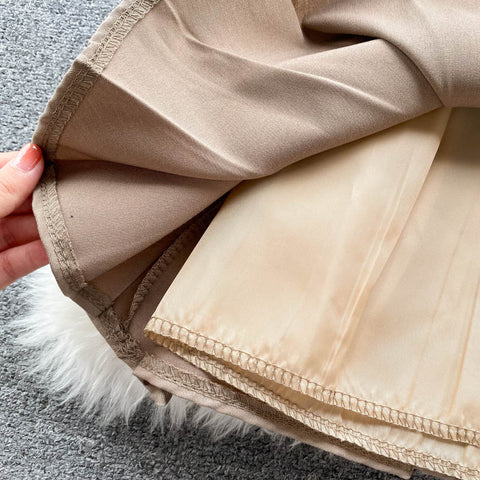 Strap Top + Long-sleeved Knitted Blouse Skirt