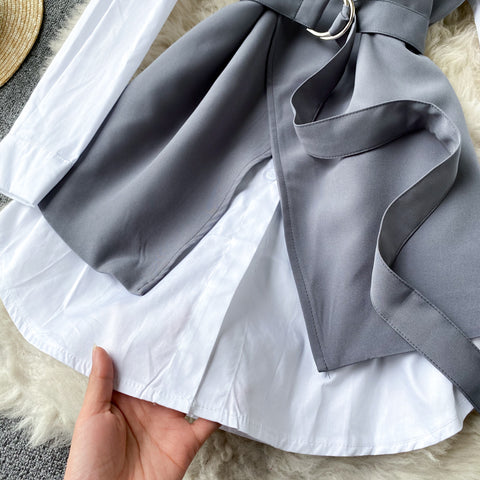 White Shirt&Camisole Overlay 2Pcs Set