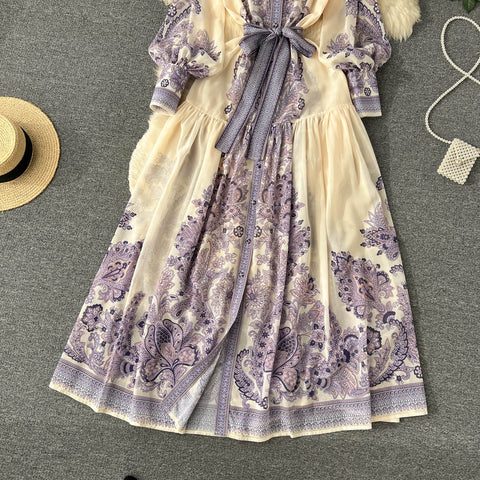 Courtly Floral Printed Chiffon Dress