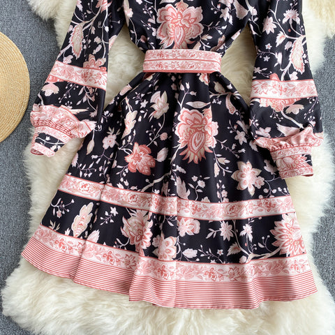 Printed Puff Sleeve Dress