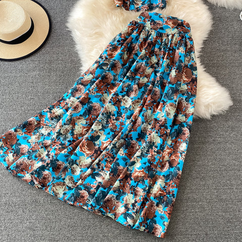 Floral Skirt Two-Piece Short Jacket