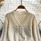 V-neck Hollowed Delicate Knitted Cardigan