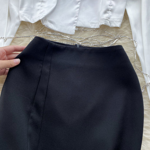 White Shirt&Black Skirt 2Pcs Set