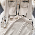 Cardigan&High-waisted Trousers Knitted 2Pcs