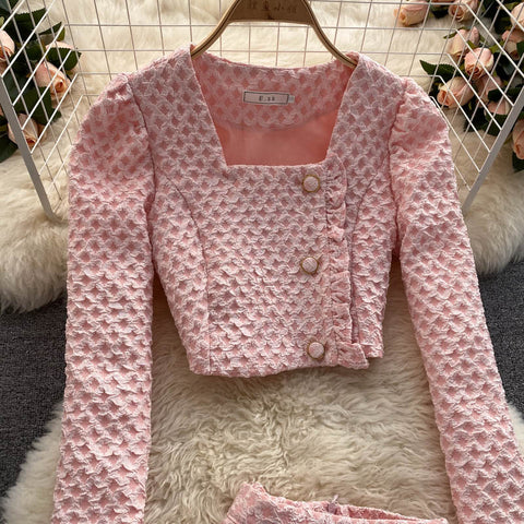 Suit Top&A-line Skirt 2Pcs Set