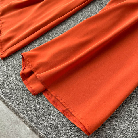 Lapeled Shirt&Wide-leg Trousers 2Pcs Set