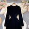 Black French Velvet Waist Dress