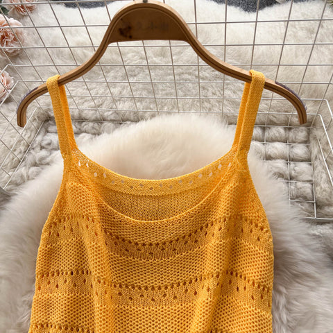 Tassel Camisole&Hip-wrapping Skirt 2Pcs