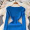 Solid Color Knitted Bodycon Dress