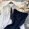 Long Sleeve Blouse&Pleated Dress 2Pcs