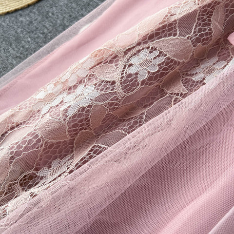 Fairy Mesh Lace Embroidered Chiffon Skirt