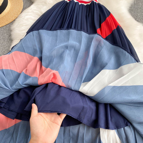 Knitted Striped Chiffon Dress