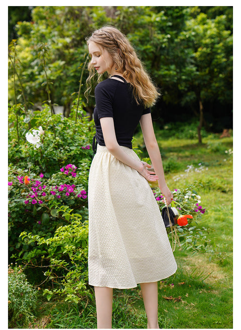 French Embossed Jacquard Skirt