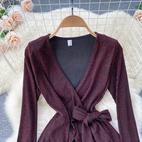 Pit-striped Lace-up Cardigan&Trousers 2Pcs