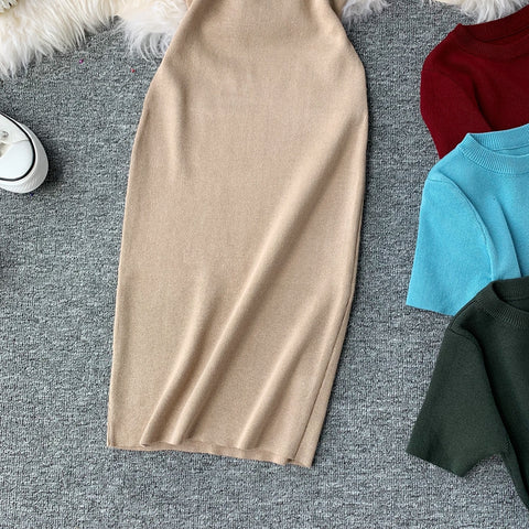 Stretch-knit Tight-fitting Hip Dress