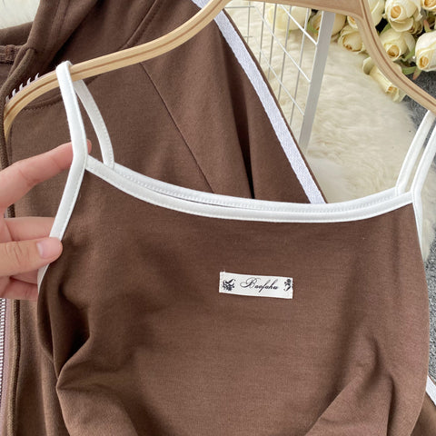 Striped Hoodie&Dress Sportswear 2Pcs