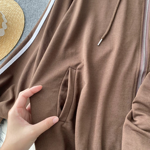 Striped Hoodie&Dress Sportswear 2Pcs