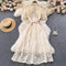 Single-breasted Waist Cutout Lace Dress