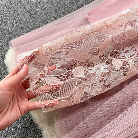 Fairy Mesh Lace Embroidered Chiffon Skirt